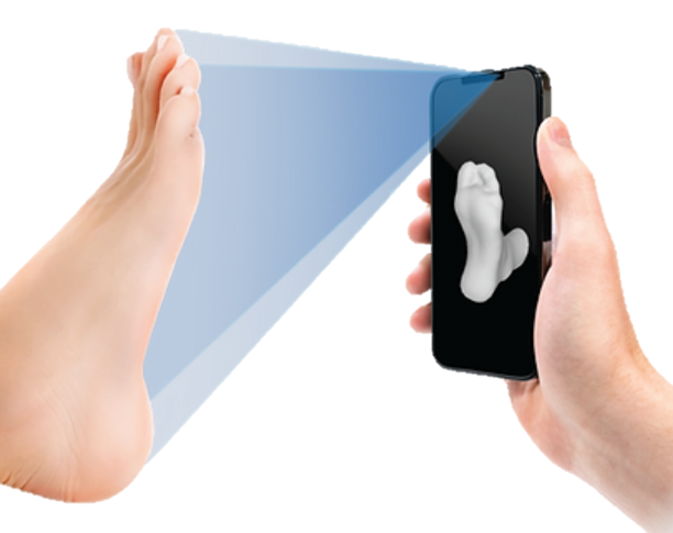 image of SprinSole custom orthotics foot scan with phone at home