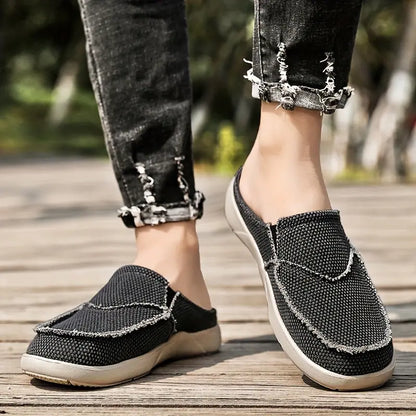 walking view of SprinSole Slip-ons with custom orthotics